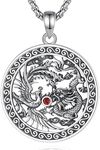 CELESTIA Phoenix and Dragon Chain Ying Yang Chain Silver 925 Dargon Phoenix Balance Pendant Yin and Yang Jewellery Gifts for Women Men Couple Gifts for Mum and Dad, Sterling silver, Cubic Zirconia