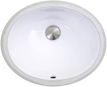 Nantucket Sinks UM-13x10-W 13-Inch by 10-Inch Oval Ceramic Undermount Vanity Sink, White