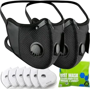 BASE CAMP M Cross Dust Face Mask 2 Pack with Extra 6 Activated Carbon Filters for Woodworking Construction Sanding Gardening Sawing