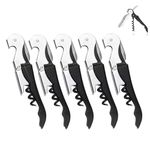 5-Pack Waiter Corkscrew Wine Opener - Stainless Steel Set | 3-in-1 Corkscrew, Bottle Opener, and Foil Cutter | Premium Wine Bottle Opener Kit (5pcs)