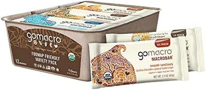 GoMacro MacroBar Organic Vegan Protein Bars - FODMAP Friendly Variety Pack (2.0-2.3 Ounce Bars, 12 Count)