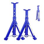 Pack-2 Heavy Duty Axle Jack Stands 3 Tonne Load Capacity, 4 Stages Height Adjustment 290mm to 408mm, for Car Lifting Repair, Easy to Fold