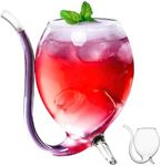 Vampire Goblet,Stemless Wine Cup with Straw,Cocktail Glass Cocktail Filter,Clear Party Cup Glass Cup with Straw, Novelty Glass Decanter Cups Party Cup,Vampires Decanter Glass,Red Wine Drinking Port