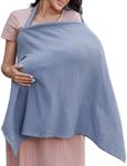 Baby Nursing Covers for Baby Breastfeeding, Muslin Breast Feeding Cover Breathable Privacy Nursing Covers with Rigid Hoop for Mother Nursing Apron, 360° Full Privacy (Blue)