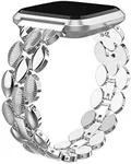 TOYOUTHS Metal Link Compatible with Fitbit Versa 2 Watch Band/Versa Lite/Versa Bands for Women Stylish Dressy Strap Bracelet Replacement Wristbands Accessories for Versa 2 Special Edition, Silver