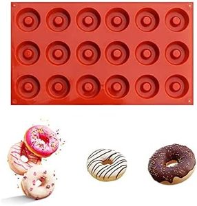 YMPEKA Donut Mold Silicone for Baking Mini Donut Pan 18 Cavity Doughnut Baking Mold Tray BPA Free and Dishwasher Safe, Non-Stick Silicone Baking Pan for Making Muffin Cakes, Tart, Bread