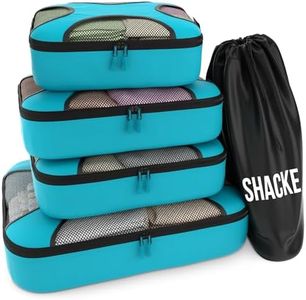 Shacke Pak - 4 Set Packing Cubes - Travel Organizers with Laundry Bag (Aqua Teal)