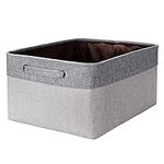 Yieseang Foldable Fabric Storage Box with Sturdy Handles,Large Canvas Storage Basket Bin for Toys,Clothes,Shelves,Wardrobe,Closet,Bedroom,15.7 x 11.8 x 7.8 inches,Grey