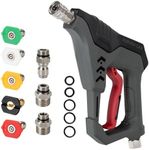 AURORA CAR Pressure Washer Short Gun, Commercial 5000 PSI 12 GPM 5 Spray Nozzle Tips, 3/8" Quick Connect Plug and M22-14/15mm Fittings, Power Washer Gun Compatible with Foam Cannon