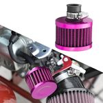 WINUERK Car Cold Air Intake Filter, Breather Filter, Air Intake Filter Breather, Oil Valve Cover Breather Filter, 12mm Air Filter With Breather Turbo Vent, Universal Car Accessories for Cars (Purple)