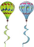 2Pack Large Hot Air Balloon Wind Spinners, Windmill Toys for Kids Yard Decor Lawn Decorations Outdoor Windmills Wind Twister (Hummingbirds + Butterfly)