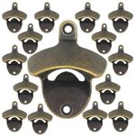 Luwanburg 15PCS Vintage Bottle Opener Wall Mount Beer Cap Opener Bulk, Stainless Beer Bottle Cap Opener Mountable for KTV Club (Antique Bronze)