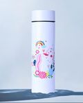 TEMSON Cute Unicorn Character Water Bottle With LED Temperature Display, Stainless Steel Insulated Hot & Cold Water Bottles For Kids (GBT-3425) (White)