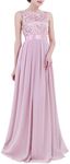 TiaoBug Women's Chiffon Embroidered Pleated Evening Gown Bridesmaid Maxi Dress Dusty Rose 10