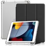 DAORANGE Case for iPad 9th / 8th / 7th Generation with Pencil Holder, Ultra Thin Slim PU Leather Case Cover for iPad 10.2 Inch 2021/2020/2019, Trifold Stand & Auto Sleep/Wake Function (Black)