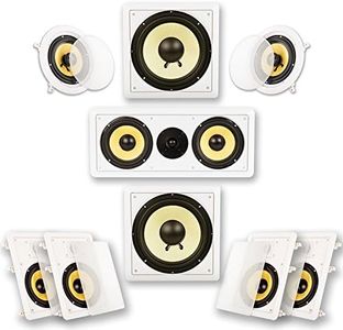 Acoustic Audio by Goldwood HD726 Flush Mount In-Wall/Ceiling Home Theater 7.2 Surround Sound 6.5 Inch Speakers (9 Speakers, 7.2 Channels, White)