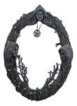 Ebros Celtic Sacred Moon Triple Goddess Mother Maiden Crone Wall Hanging Mirror With Pentagram Amulet Pendant Plaque Decor 17" Tall Hecate Brigid Wicca Wiccan Holy Trinity Decor Sculpture Decorative