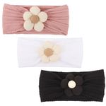 DRESHOW 3 Pack Girls Flower Headbands Stretchy Nylon Headbands Handmade Hair Accessories for Newborn Infant Toddlers Kids