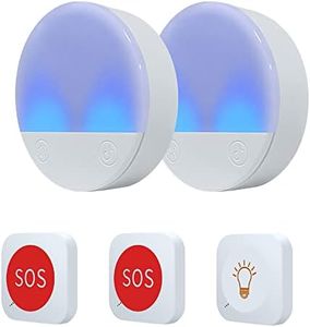 ALEENFOON Sistema Botón de Llamada Emergencia para Personas Mayores Ancianos Alarma de Alerta Inalambrico Buscapersonas de Emergencia Niños Paciente (3 a 2 Blanco)