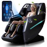 HealthRelife Massage Chair Full Body Zero Gravity, 55“ SL-Track Shiatsu, 10 Modes, 11 Massage Technique, 40 Airbag Massage, with Yoga Stretch, Foot Massage, APP Control, Negative Oxygen lons（Black）