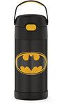 THERMOS FUNTAINER 12 Ounce Stainless Steel Vacuum Insulated Kids Straw Bottle, Batman