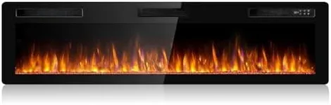 BOSSIN 72 inch Ultra-Thin Silence Linear Electric Fireplace, Recessed Wall Mounted Fireplace, Fit for 2 x 4 and 2 x 6 Stud, 12 Adjustable Flame Color & Speed,Touch Screen Remote Control with 8h Timer