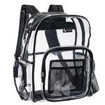 Heavy Duty Clear Backpack with Mesh Organizer (Large, Black)