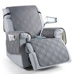 TAOCOCO 100% Waterproof Recliner Chair Cover, Non Slip Recliner Covers for Recliner Chair with Pocket, Washable Reclining Chair Cover Furniture Protector for Kids, Pets(Recliner Chair, Gray)