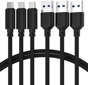 SABRENT [3-Pack 22AWG Premium 3ft USB-C to USB A 3.0 Sync and Charge Cables [Black] (CB-C3X3)