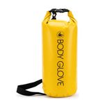 BODY GLOVE Waterproof Dry Bag with Adjustable Strap, 5L/10L Roll Top Dry Storage Sack for Boating, Watersports, Fishing, and Camping (YELLOW/10L)