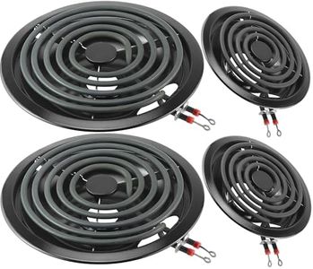 Black Porcelain Burner Drip Pans 2*WB31M19(8”) 2*WB31M20(6”)&Electric Stove Burner Replacement 2*MP15YA(6") 2*MP21YA(8") Compatible for G-E Hot-point Ken-more Electric Range Stove by MIFLUS