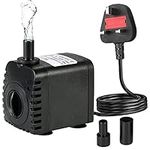 Kavolet 600L/H 8W Submersible Water Pump with 2 Nozzles, Ultra Quiet Water Pump, for Aquarium Fountains Pool Fish Tank Pond and Hydroponic Systems, AC220-240V