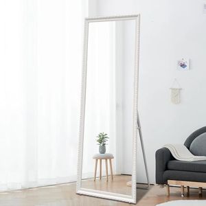 165x60cm Full-Length Mirror with Plaster Detailing-Wall Mounted & Floor Standing for Bedroom, Living Room & Narrow Hallways | 5mm Aluminium/Silver Glass, Coastal Climate Resistant Frame