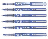 Pilot Pen Hi-TechPoint V5 Cartridge Pen, Blue ink pen combo of 06 Pieces, Pen 0.5 mm Tip, Cap-Off Mechanism, Advance Clip Design