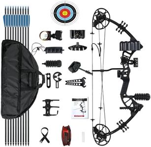 Compound Bow for Youth, Teenagers and Beginners 15-45LBS Draw Weight, Limbs Made in US, Ready to Shoot, Bow and Arrow Set with All The Archery Accessories (Black, Full Accessories, Right Hand)