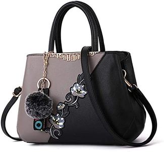 Ikaif Bolso De Mano Para Mujer, Con Asa Superior, Elegantes Bolsos De Hombro, Bolsos Clásicos, Bolso Bandolera Para Mujer, Bordado (Gray)