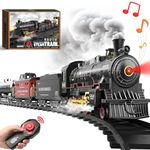 Hot Bee Train Set for Boy-Remote Control Train Toys w/Steam Locomotive,Cargo Cars,Train Tracks,Christmas Train Toys for Kids, Ideal Christmas Birthday Gifts for 3 4 5 6 7 8+ Years Old Boys Girls