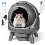 Thihome Self Cleaning Cat Litter Tray with APP Control, Anti-Pinch Automatic Cat Litter Box with Safety Protection, Scoop Free Smart Robot Litter Tray for Multiple Cats Households, Includes Waste Bags