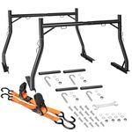 Yshein Truck Rack with 2-Pack Retractable Ratchet Straps Set for Pick-up Car | Extendable Steel Truck Ladder Rack 900Lbs Capacity Anti-Drilling/Mounting Bolts | 10000Lbs Cargo Straps for Heavy Duty