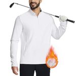 BALEAF Men's Golf Pullover Quarter Zip Fleece with Zipper Pockets Water Resistant Hiking Sweater, White, X-Large