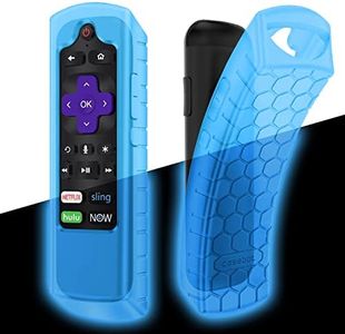 CaseBot Remote Case for Roku Voice, Roku Express HD / 4K+, Ultra LT Enhanced Voice, Express 3930, Premiere+ 3921, Streaming Stick+ Remote, Honey Comb Anti Slip Shockproof Silicone Cover,Sky Blue-Glow