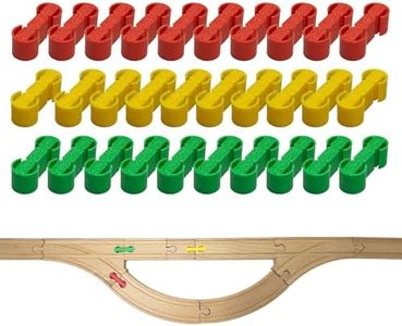 Wooden Train Track Accessories, 30 Pcs Colorful Dog Bone Track Connectors, Compatible with All Wooden Train Track, Christmas Birthday Gift for Boys Girls, Track Toys Expansion Pack for Kids Ages 3+