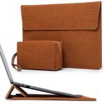 HYZUO 13.3-14 Inch Laptop Sleeve with Adjustable Stand Feature for MacBook Pro 14 M3/M2/M1 Pro/Max A2992 A2918 A2779 A2442 2024-2021, MacBook Air 13, 13.5 Surface Laptop 6-1, Case with Pouch, Brown