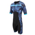 ZONE3 Men's Activate + Tropical Palm Short Sleeve Full Zip Trisuit