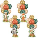 Rotatingpals Woodland Balloon Stand Kit and Animals Centerpieces, 4 Set Table Stand Holder with 44 Balloons, Fox Bear Deer and Raccoon Cutout for Jungle Safari Wild Woodland Birthday Baby Shower Decor