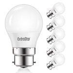 EXTRASTAR G45 B22 5W LED Golf Ball Light Bulbs, 40W Equivalent, 400Lumen, Warm White 3000K Energy Saving Bayonet Cap G45 Mini Globe, Non-dimmable, Pack of 6