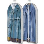 ZSURLUX Dress Bags Covers 60 x 150cm 2Pack, Hanging Dress Storage Bag, Long Garment Bags for Dresses, Long Coat, Grey