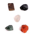 REBUY Tiger Eye, Red Carnelian, Green Jade, Clear Quartz, Black Tourmaline Rough Crystal Healing Stones (Set of 5 Pcs)