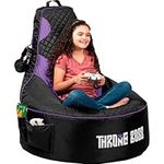 Throne Boss Gaming Bean Bag Chair Kids [Cover ONLY No Filling] with High Back - Fun Gaming Sofa or Low Gaming Chair on The Floor - Teens and Kids Bean Bag Chairs - Gamer Beanbag Chair (Black/Purple)