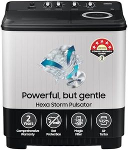 Samsung 10.5 kg, 5 star, Semi-Automatic Top Load Washing Machine (WT10C4260GG/TL, Air Turbo Drying, Light Gray,)